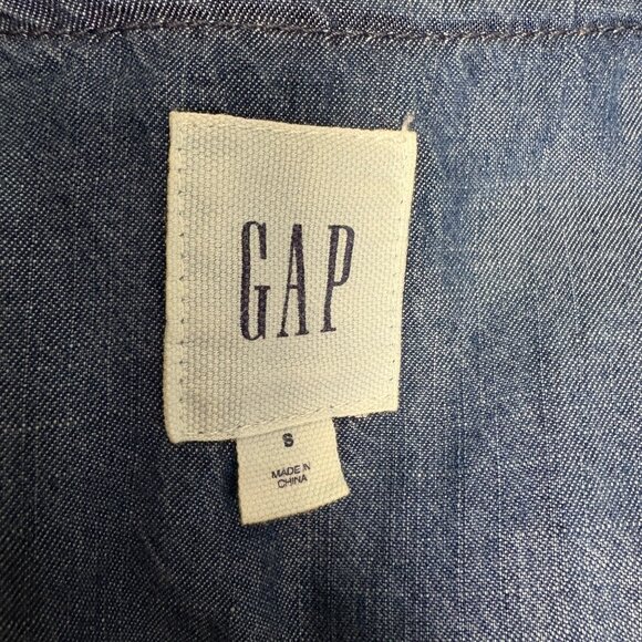 GAP Sleeveless Chambray Long Duster Vest Womens Sz Small Open Front Lightweight - Picture 6 of 8
